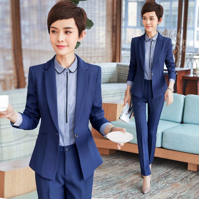 廠家訂做職業女套裝新款時尚商務女士氣質修身面試西服銀行工裝工作服