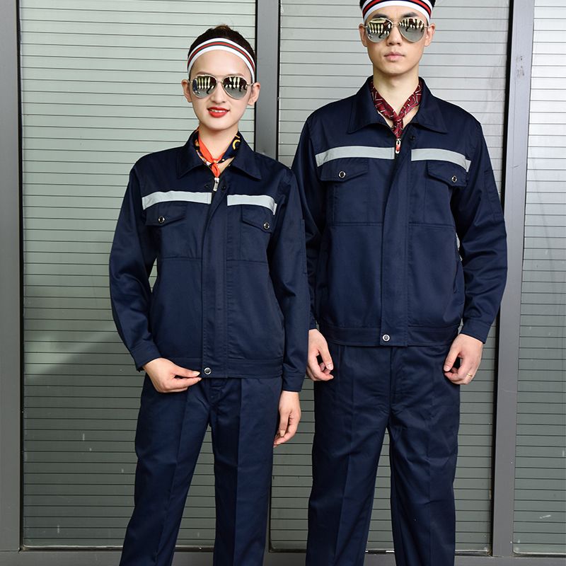 透氣吸汗耐磨電焊汽修車間工廠服工程服直反光條長袖工裝套裝25-005-008